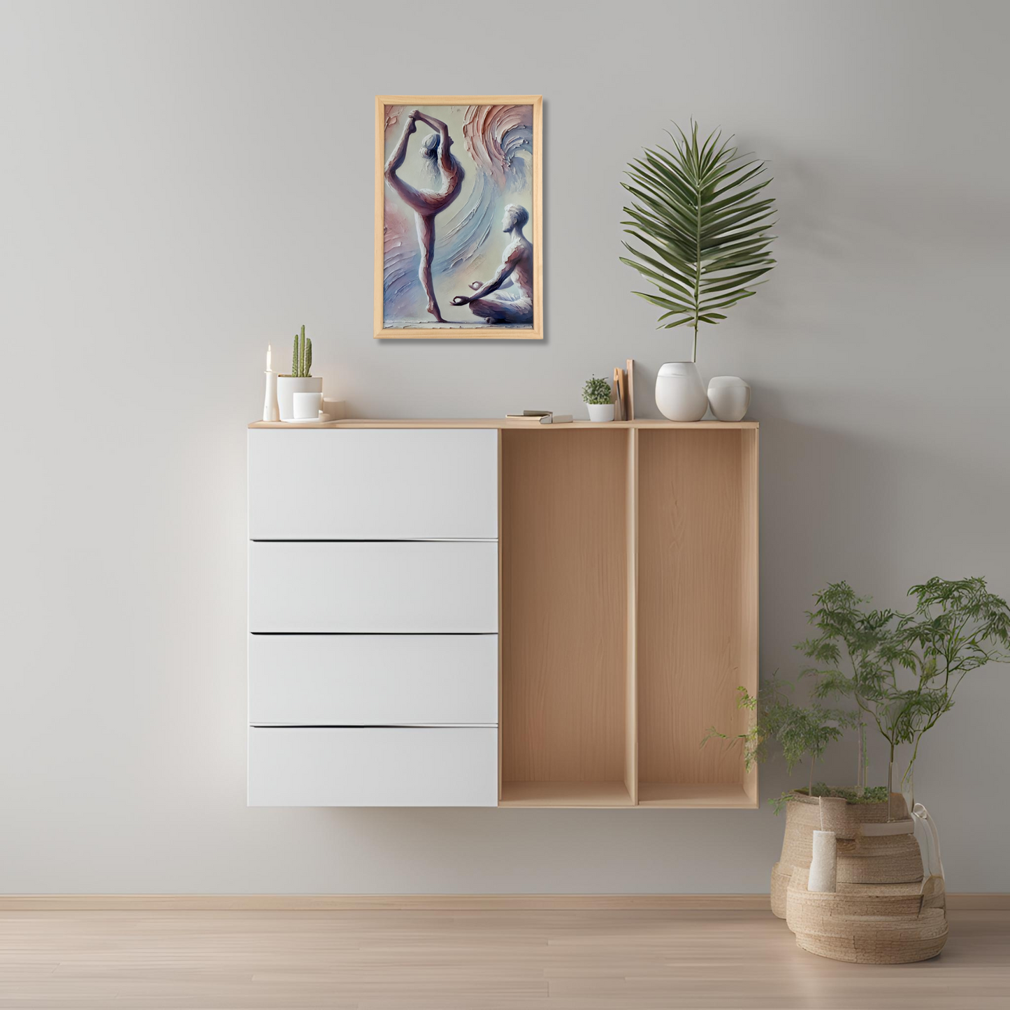 Yoga Bild mit Holzrahmen