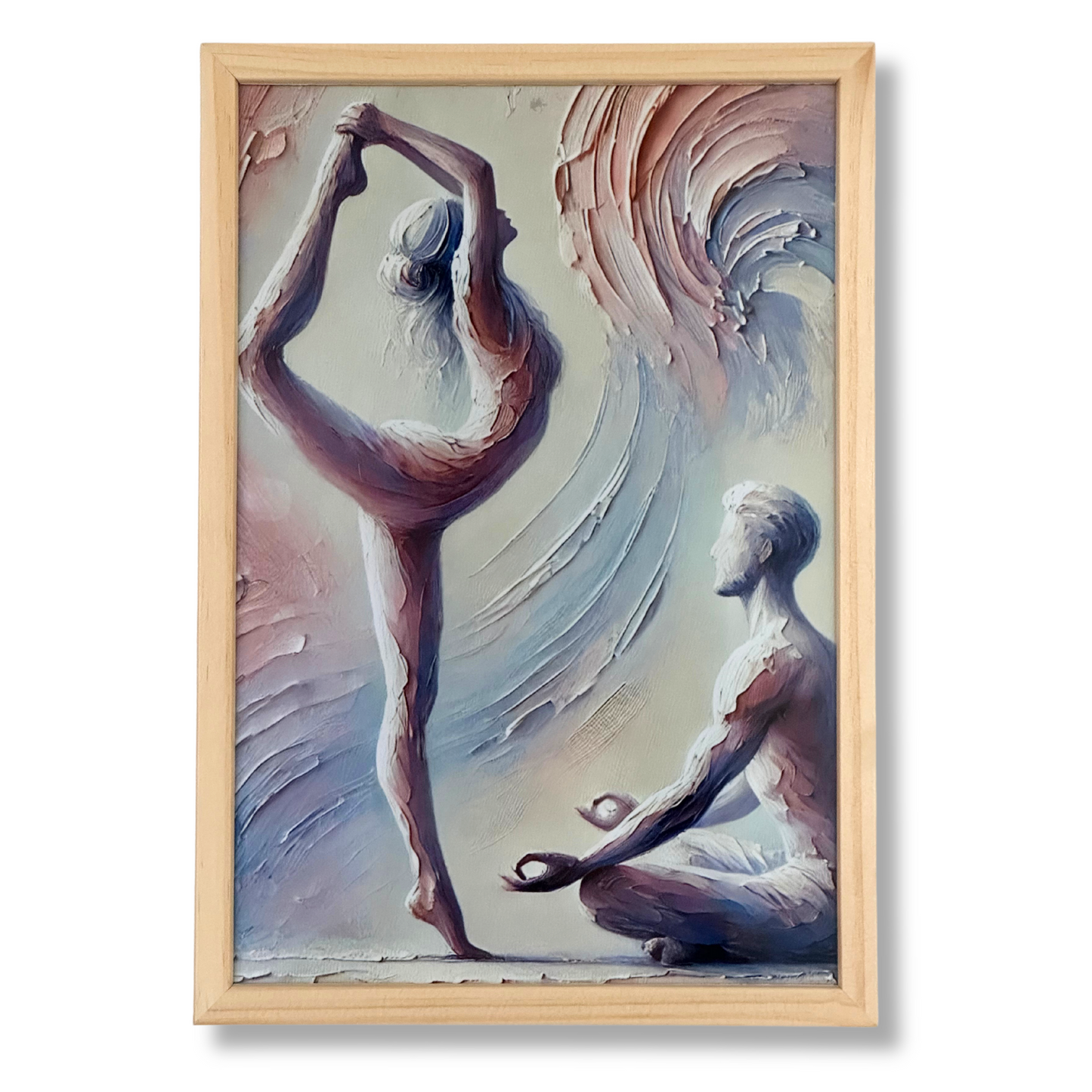 Yoga Bild mit Holzrahmen