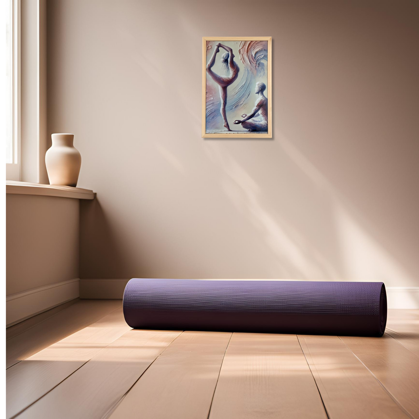 Yoga Bild mit Holzrahmen