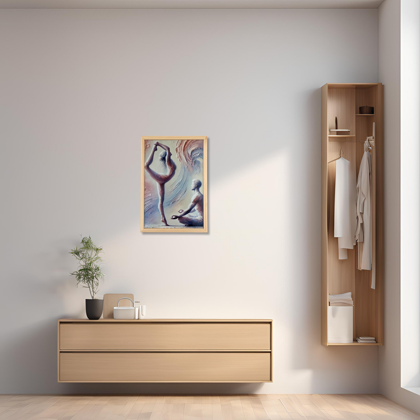 Yoga Bild mit Holzrahmen