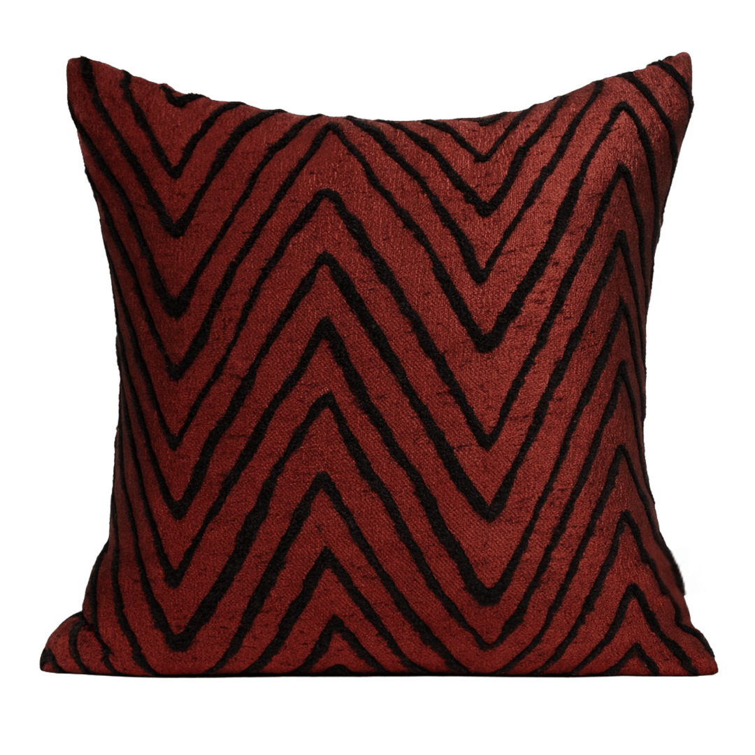 rot schwarz chevron muster kissen aus italienischem jaqcuard
